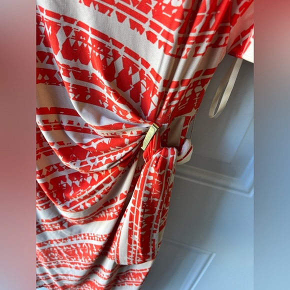 TAHARI Arthur S. Levine Dress  Stretch Knit Tie Belt Ruched Flutter Dolman S:8 - Picture 2 of 5